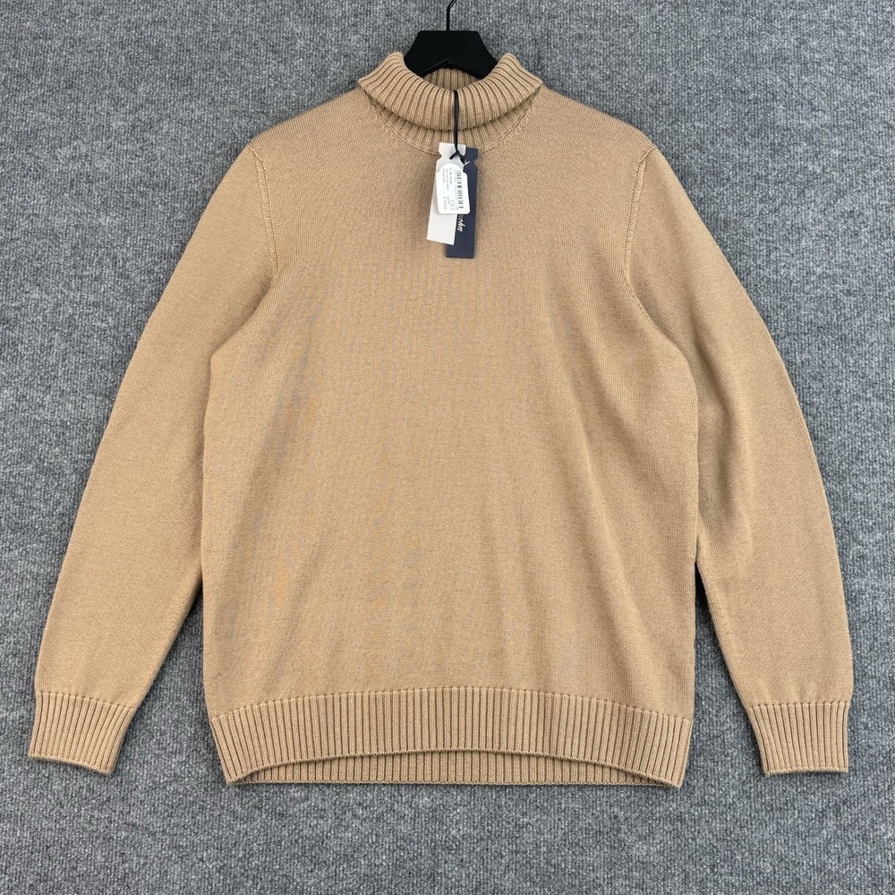 Drumohr Sweater Mens 52 Large Brown Turtleneck Merino Wool Italy Long Sleeve NWT